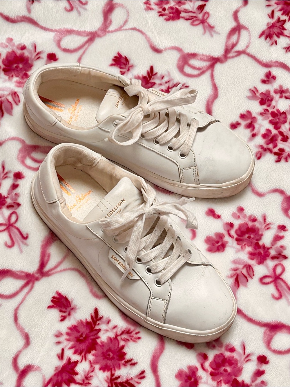 Sam Edelman “Ethyl” White Leather Sneakers